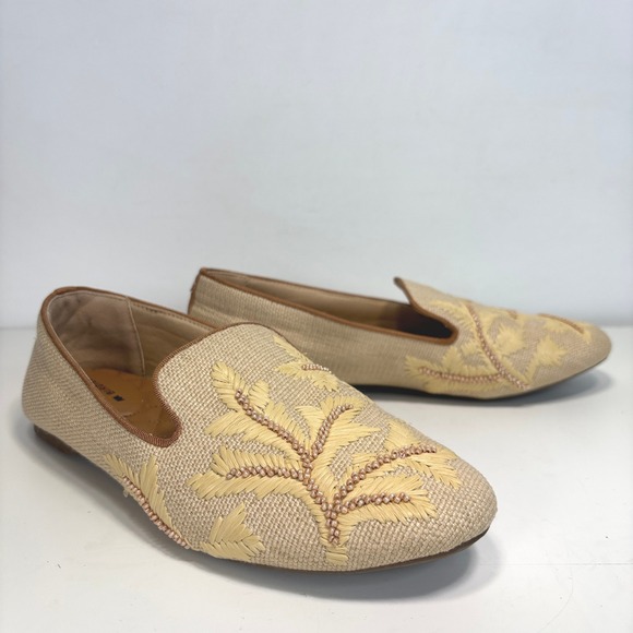 Birdies Starling Raffia Flat Fabric Beaded Womens Botanico Loafer Shoe 8.5 - Picture 2 of 12